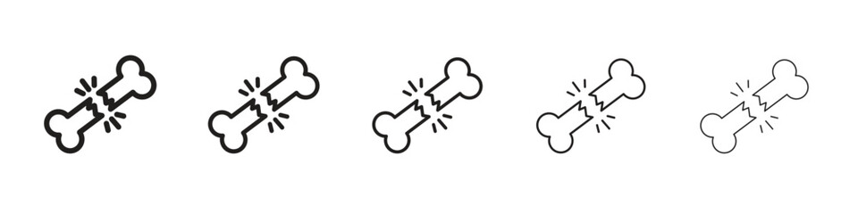 Broken bone icon in trendy filled solid style in black and white colors