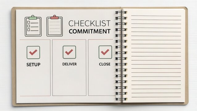 Checklist for Commitment with Setup, Deliver, and Close Steps