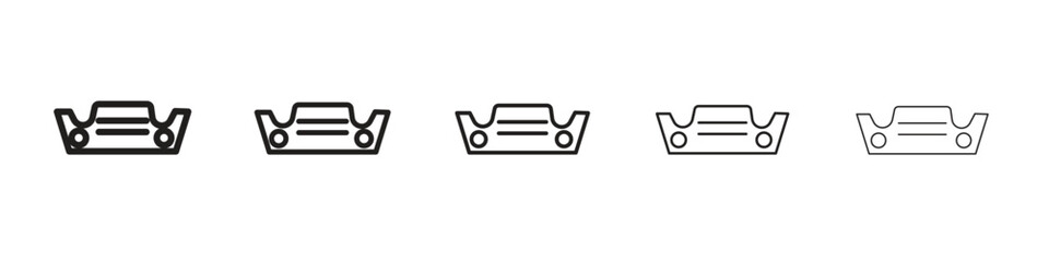Car bumper icon in trendy filled solid style in black and white colors