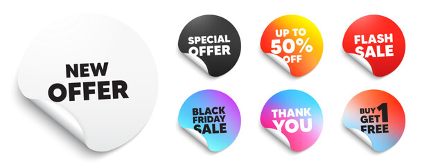 New offer sticker tag. Special offer paper price tags. New offer tag. Special price sign. Advertising Discounts symbol. Discount, black friday sticker. Promo banner. Vector