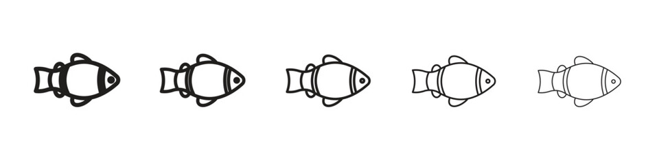Clown fish icon in trendy filled solid style in black and white colors