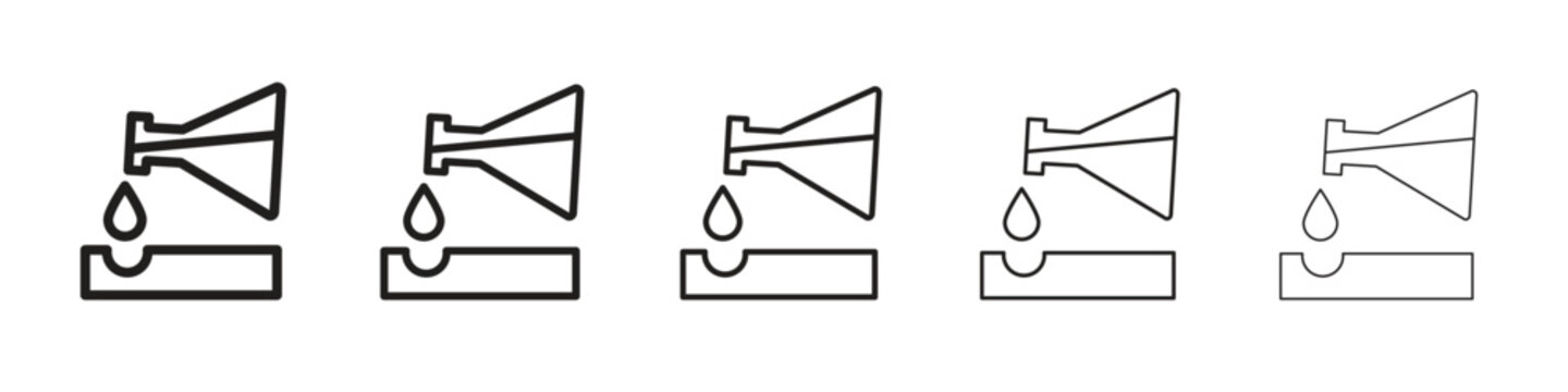 Corrosive substance icon in trendy filled solid style in black and white colors