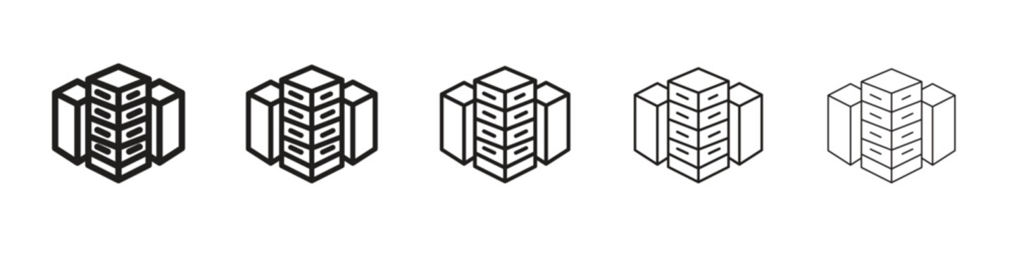 Data center icon in trendy filled solid style in black and white colors