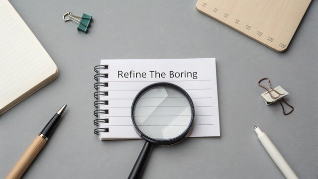 Creative Workspace with Notepad and Magnifying Glass for Ideas