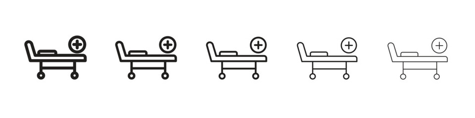 Hospital bed icon in trendy filled solid style in black and white colors