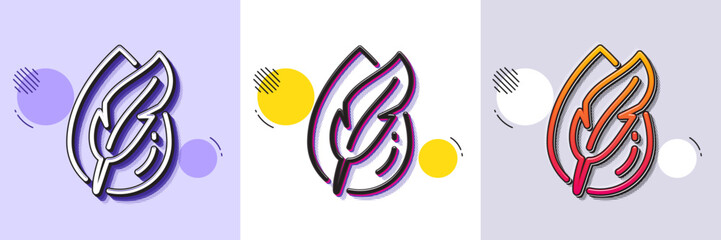 Hypoallergenic tested line icon. Halftone dotted pattern. Gradient icon with grain shadow. Feather sign. No synthetic symbol. Line hypoallergenic tested icon. Various designs. Vector