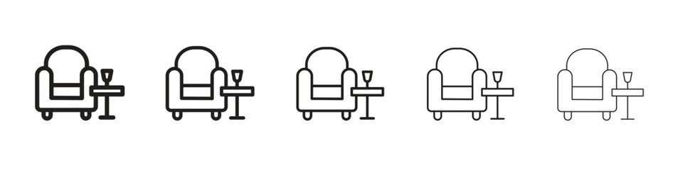 Lounge icon in trendy filled solid style in black and white colors
