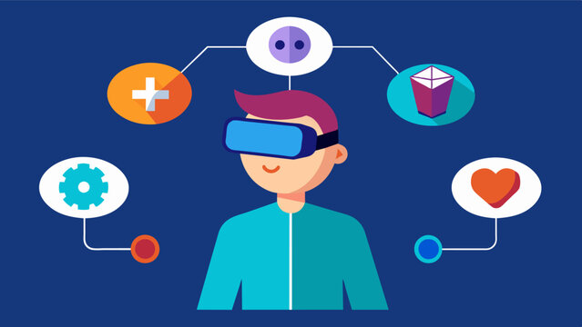 A VR game that challenges players to remember and follow a specific sequence of tasks helping to improve shortterm memory and attention in individuals with brain injuries.. Vector illustration