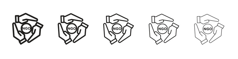 NGO icon in trendy filled solid style in black and white colors