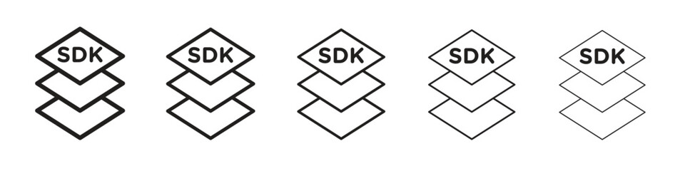 SDK icon in trendy filled solid style in black and white colors