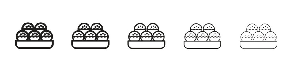 Takoyaki icon in trendy filled solid style in black and white colors