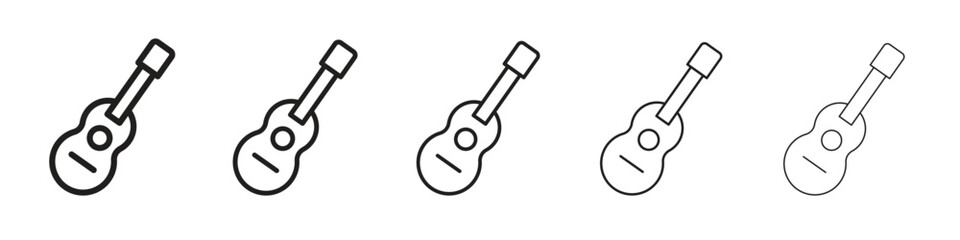 Ukulele icon in trendy filled solid style in black and white colors
