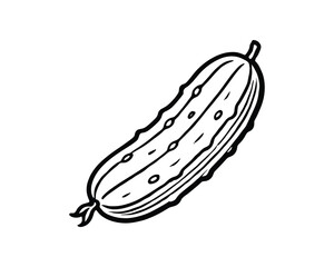 Detailed Cucumber Outline Drawing for Culinary Illustrations and Vegetable Designs