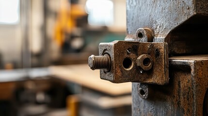 Rusty Industrial Equipment Detail in Workshop Environment