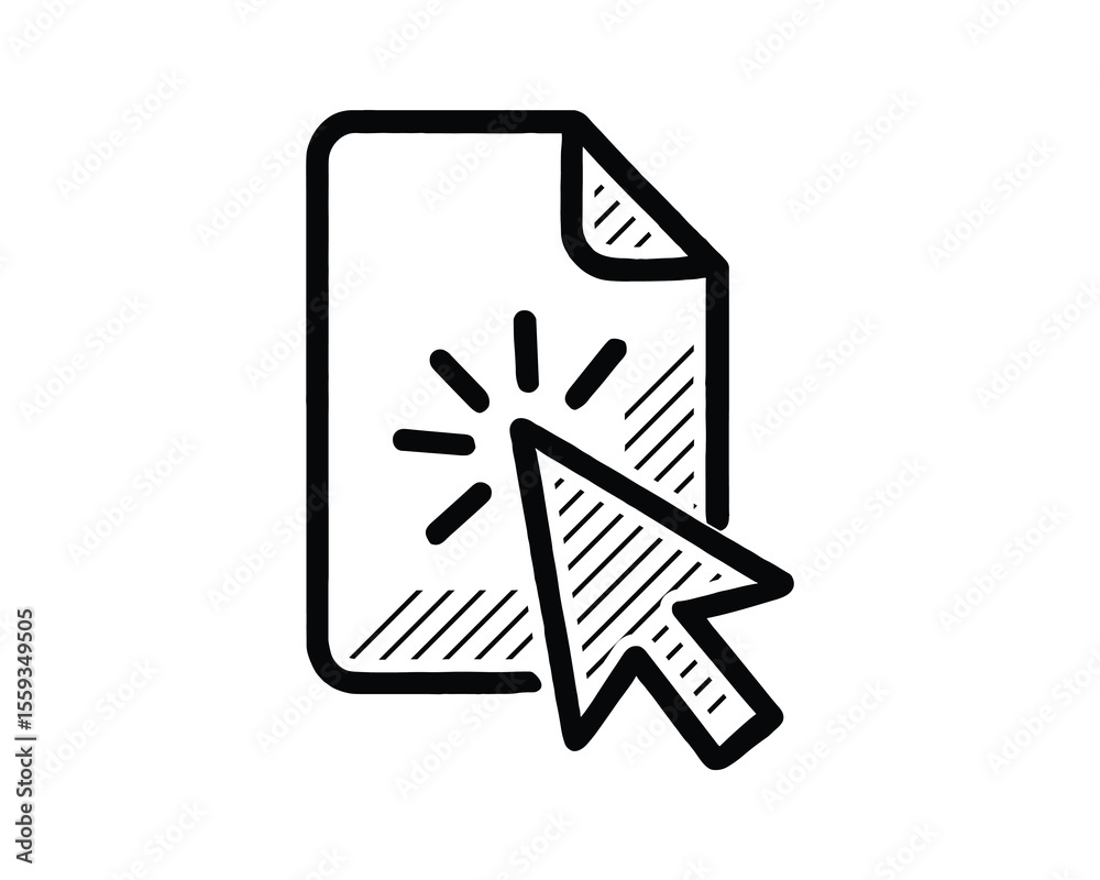 Poster document with cursor click vector illustration for online forms and digital interaction