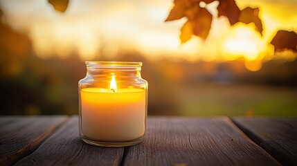 Warm Glow of Candlelight Against a Beautiful Sunset Backdrop