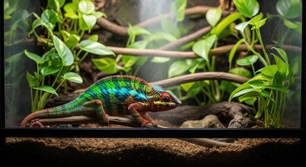 Vibrant Chameleon in Lush Tropical Habitat