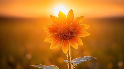 Radiant Sunflower Blooming Under Golden Sunset Glow