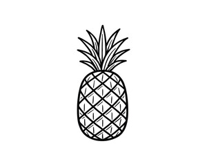 Pineapple Detailed Illustration Tropical Fruit Exotic Food Sweet Treat Black and White