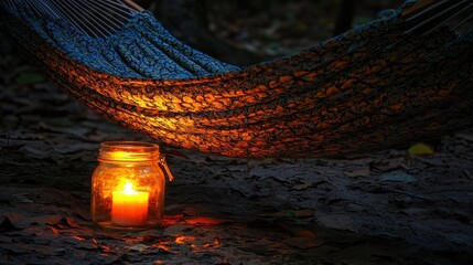 Relaxing Evening by the Candlelight in a Cozy Hammock Under Stars