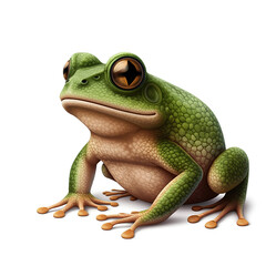 Obraz premium Green Frog with Large Eyes Sitting on Isolated transparent background