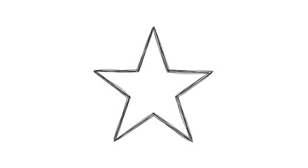 Fototapeta premium Simple Black Outline of a Five-Pointed Star on Isolated White Background