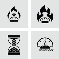 Freshly Baked Bread Icons Time, Heat, and Quality