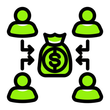 Crowdfunding Investment and ROI Icon from Financial Services Collection (Solid Color Lineal style)