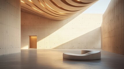 Modern architecture featuring a sleek interior space with natural light illuminating a minimalist design