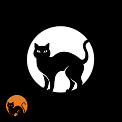 Minimal Black Cat Silhouette Icon