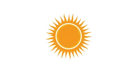 Fototapeta premium Bright Yellow Sun Icon with Sharp Rays on an Isolated White Background.