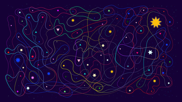 abstract space illustration with cosmic energy, futuristic shapes, and a modern aesthetic