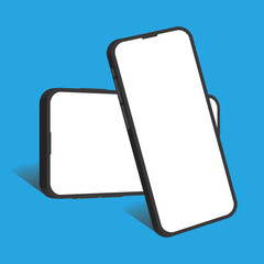Horizontal and Vertical Smartphone Mockup – Blank Mobile Phone Front, Side and Perspective View for App UI, UX Presentation, and Vector Design