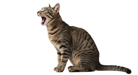 Yawning Tabby Cat Profile.