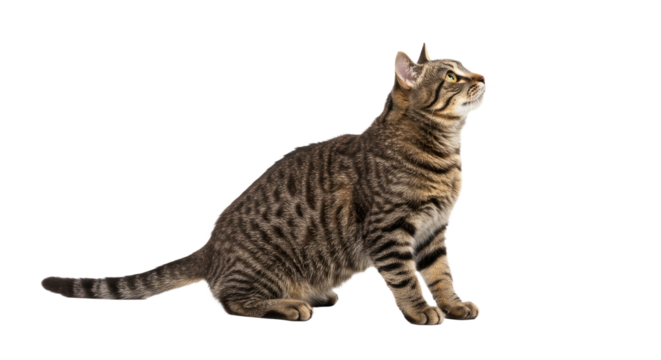 Tabby Cat Looking Upward Isolated 1.