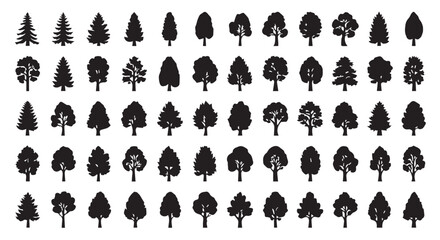 Minimalist Tree Silhouette Vector Pack – Botanical, Landscape & UI/UX Icon Set