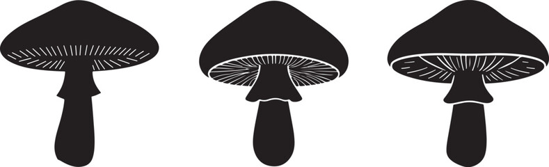 Minimal boletus mushroom silhouette set design for food branding