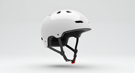 Fototapeta premium Glossy White Bicycle Helmet Isolated on White Background Safety Concept.