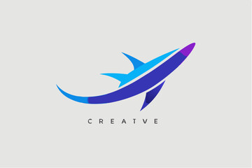 Obraz premium Abstract blue bird or wave logo design, a symbolic vector illustration for business and travel concepts