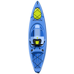 Kayak boat single sit-in in flat technique vector illustration 
