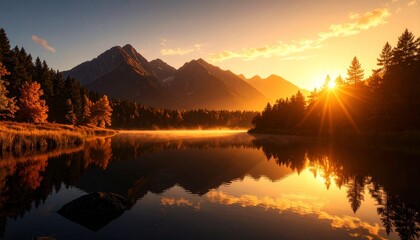 beautiful calm water reflection of beautiful mountain ranges