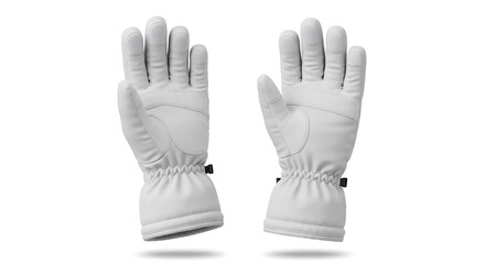 Obraz premium Pair of White Winter Gloves Isolated on White Background Studio Shot 1.