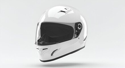 Fototapeta premium Sleek White Motorcycle Helmet Modern Design Studio Shot.