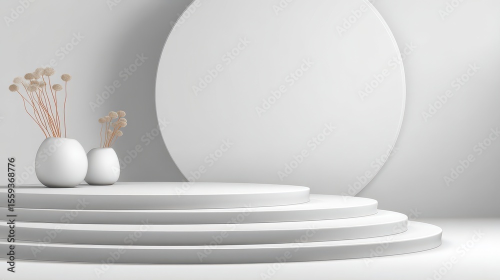 Fototapete Minimal background. podium and white background for product presentation. 3d rendering illustration.