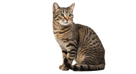 Obraz premium Tabby Cat Sitting Isolated Portrait 2.