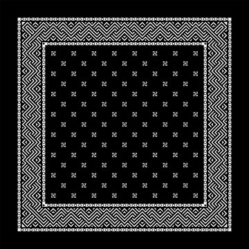Simply Bandana decorated with white geometric ornament lines that can be applied to fabrics of various colors