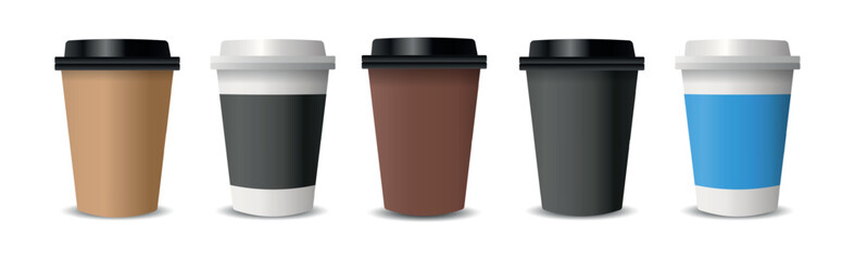 Realistic cups for coffee and tea on a white background - Vector illustration
