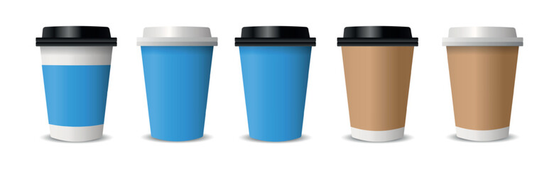 Realistic cups for coffee and tea on a white background - Vector illustration