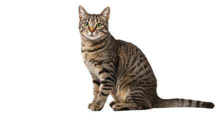 Fototapeta premium Tabby Cat Sitting on White Background 3.