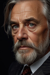 Senior Man with White Beard and Hair Portrait